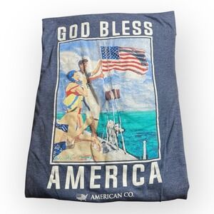 The‎ State Co God Bless America Tee T-shirt Men XXL 2X Blue Flag USA Pocket